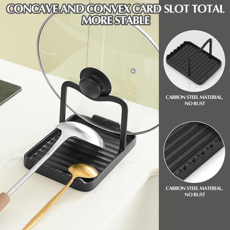 Ysks'hf spoon holder and pot lid holder，stainless steel，Kitchen Utensil Rest, scraper holder & pot holder，Spoon Holder for Stove Top - Kitchen Utensil Holder for Ladles & Tongs（Black) - Image 3